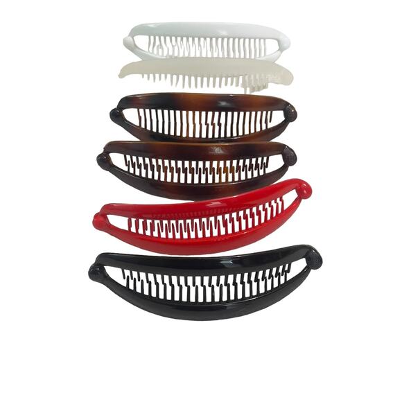 Scunci Ponytail Flat Banana Combs Hair Accessory Lot of 6 Assorted Colors - Picture 2 of 5